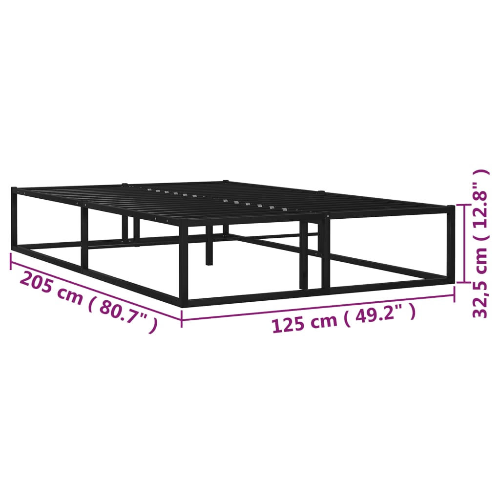 Cadre de lit sans matelas noir métal 120x200 cm