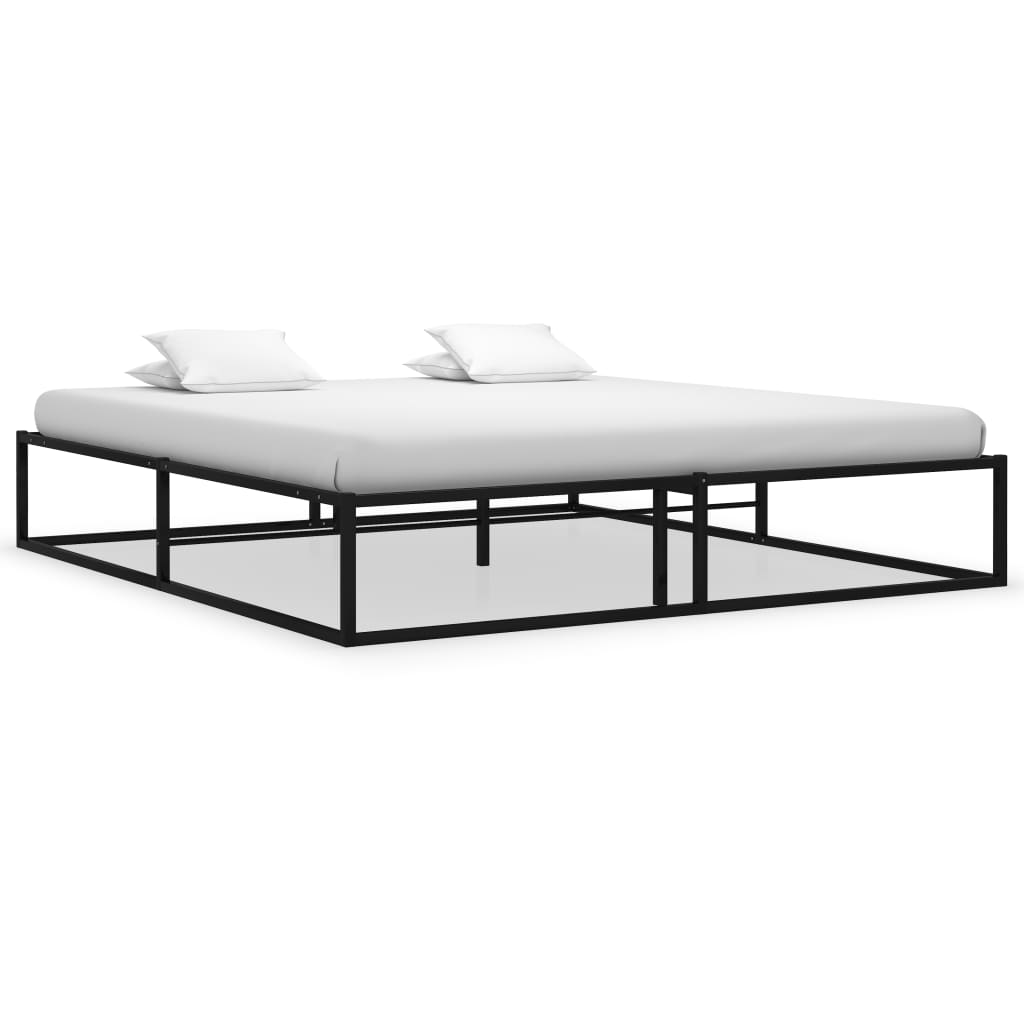 Cadre de lit sans matelas noir métal 200x200 cm