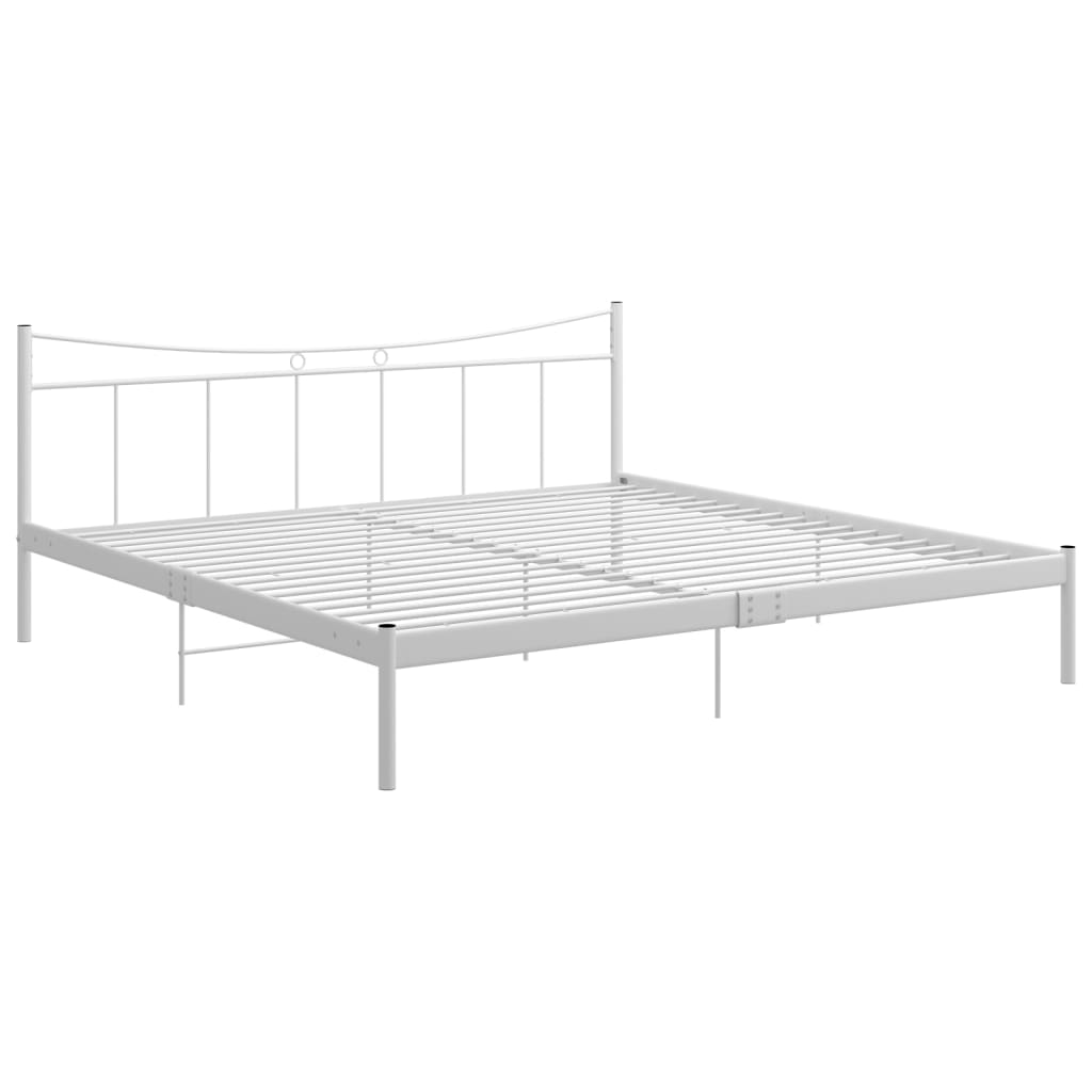 Cadre de lit sans matelas blanc métal 200x200 cm