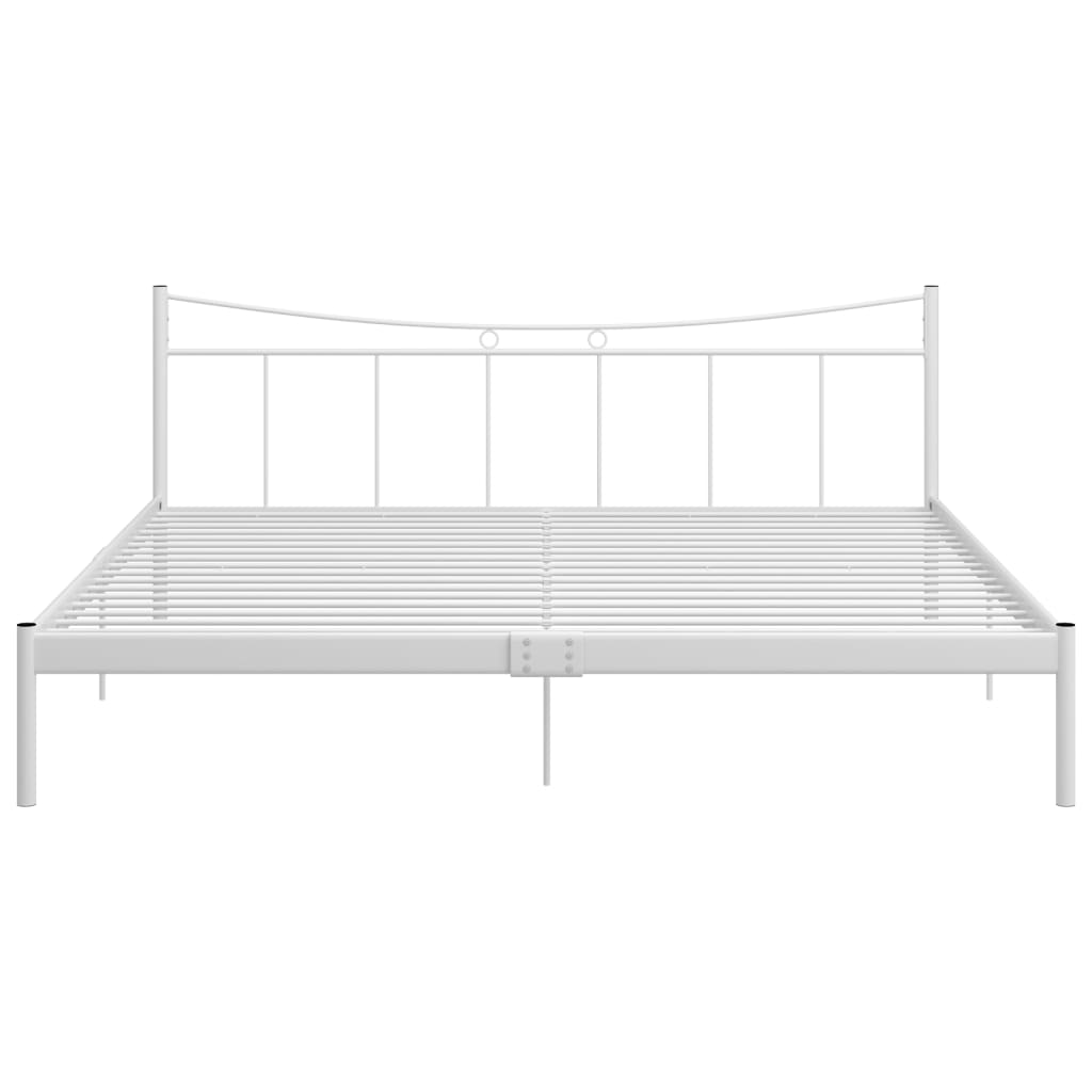 Cadre de lit sans matelas blanc métal 200x200 cm