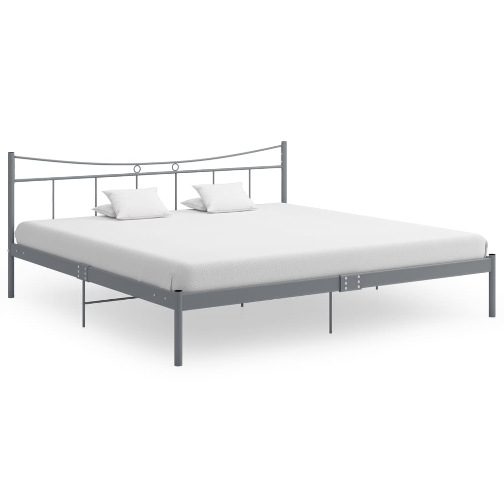 Cadre de lit sans matelas gris métal 200x200 cm