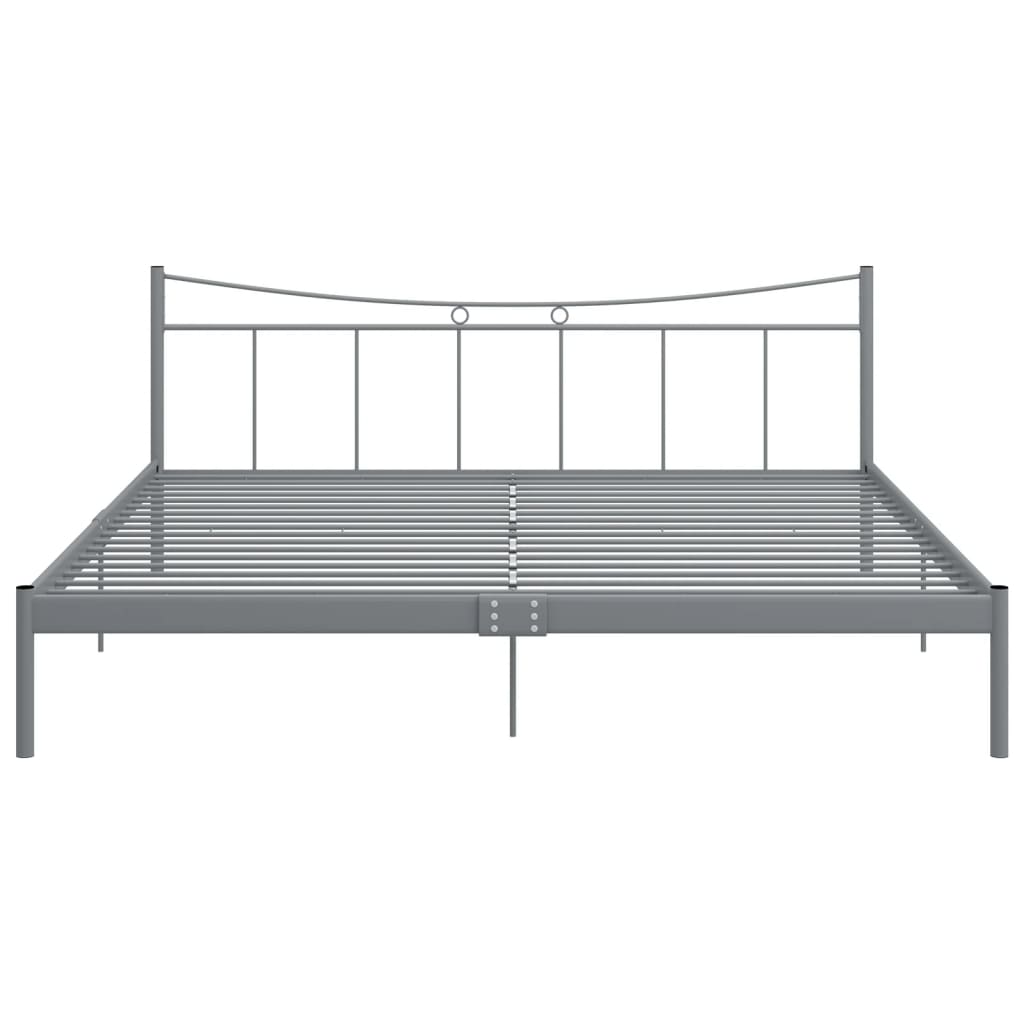 Cadre de lit sans matelas gris métal 200x200 cm