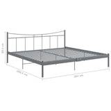 Cadre de lit sans matelas gris métal 200x200 cm