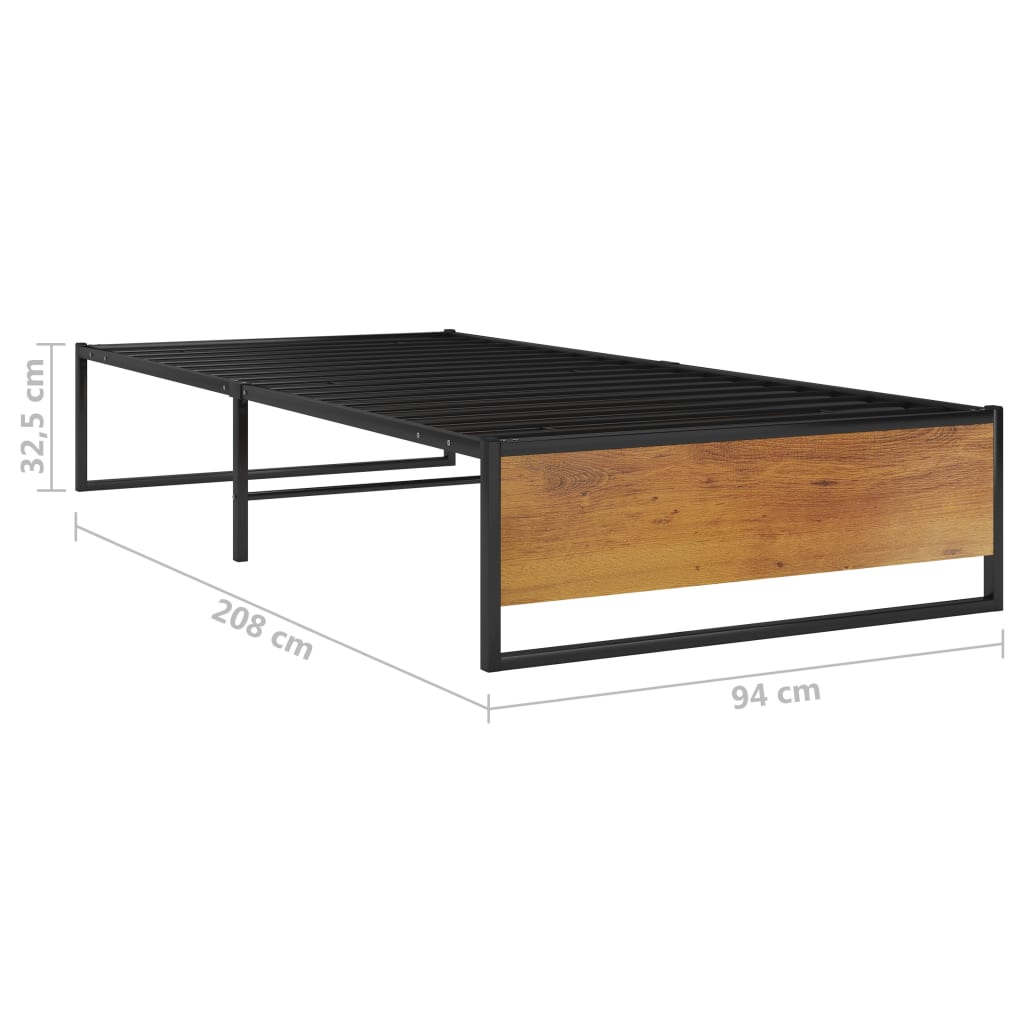 Cadre de lit sans matelas noir métal 90x200 cm