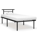 Cadre de lit sans matelas noir métal 90x200 cm