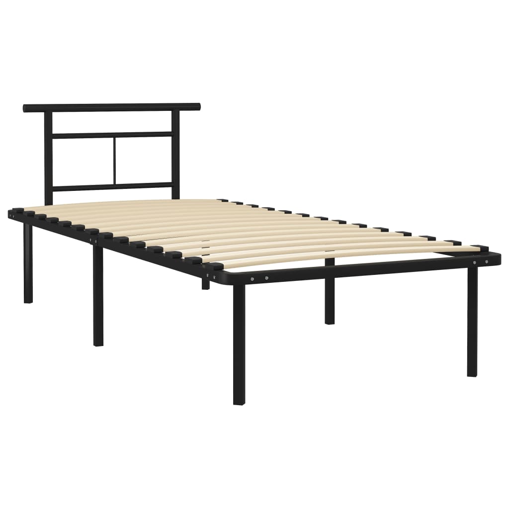 Cadre de lit sans matelas noir métal 90x200 cm