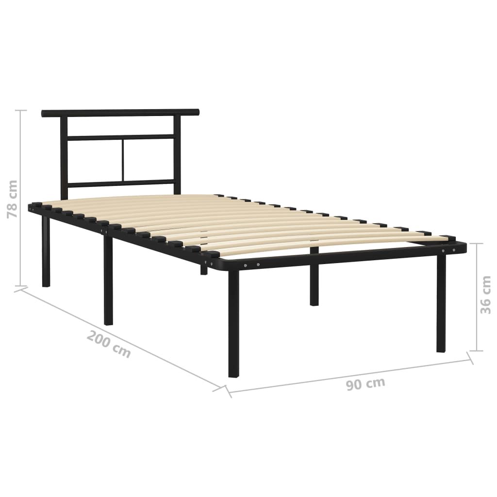 Cadre de lit sans matelas noir métal 90x200 cm