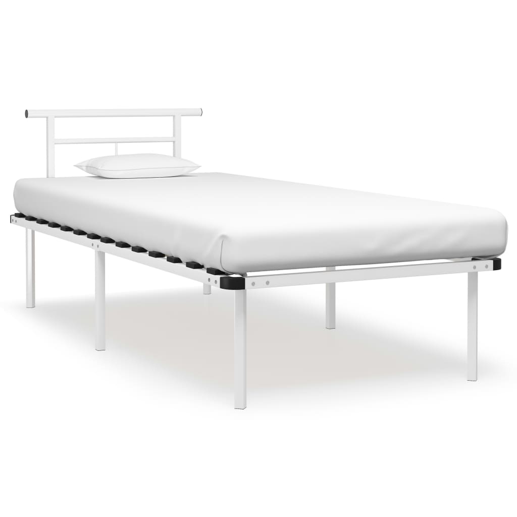 Cadre de lit sans matelas blanc métal 90x200 cm