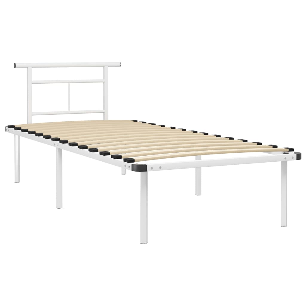 Cadre de lit sans matelas blanc métal 90x200 cm