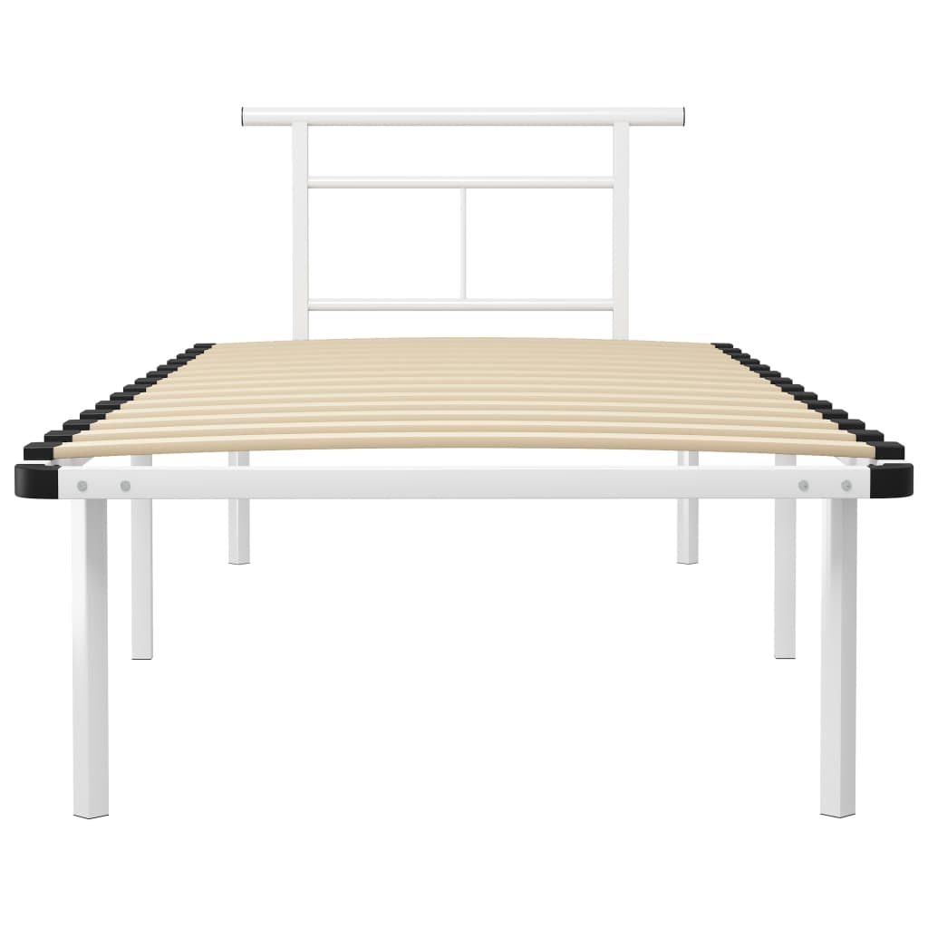 Cadre de lit sans matelas blanc métal 90x200 cm