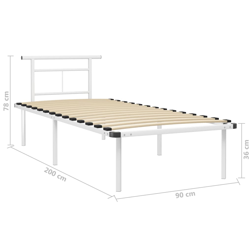 Cadre de lit sans matelas blanc métal 90x200 cm