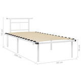 Cadre de lit sans matelas blanc métal 90x200 cm