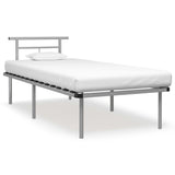 Cadre de lit sans matelas gris métal 90x200 cm