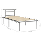 Cadre de lit sans matelas gris métal 90x200 cm