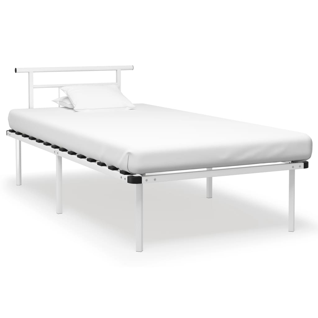 Cadre de lit sans matelas blanc métal 100x200 cm