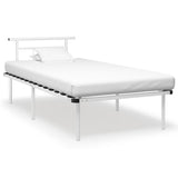 Cadre de lit sans matelas blanc métal 100x200 cm