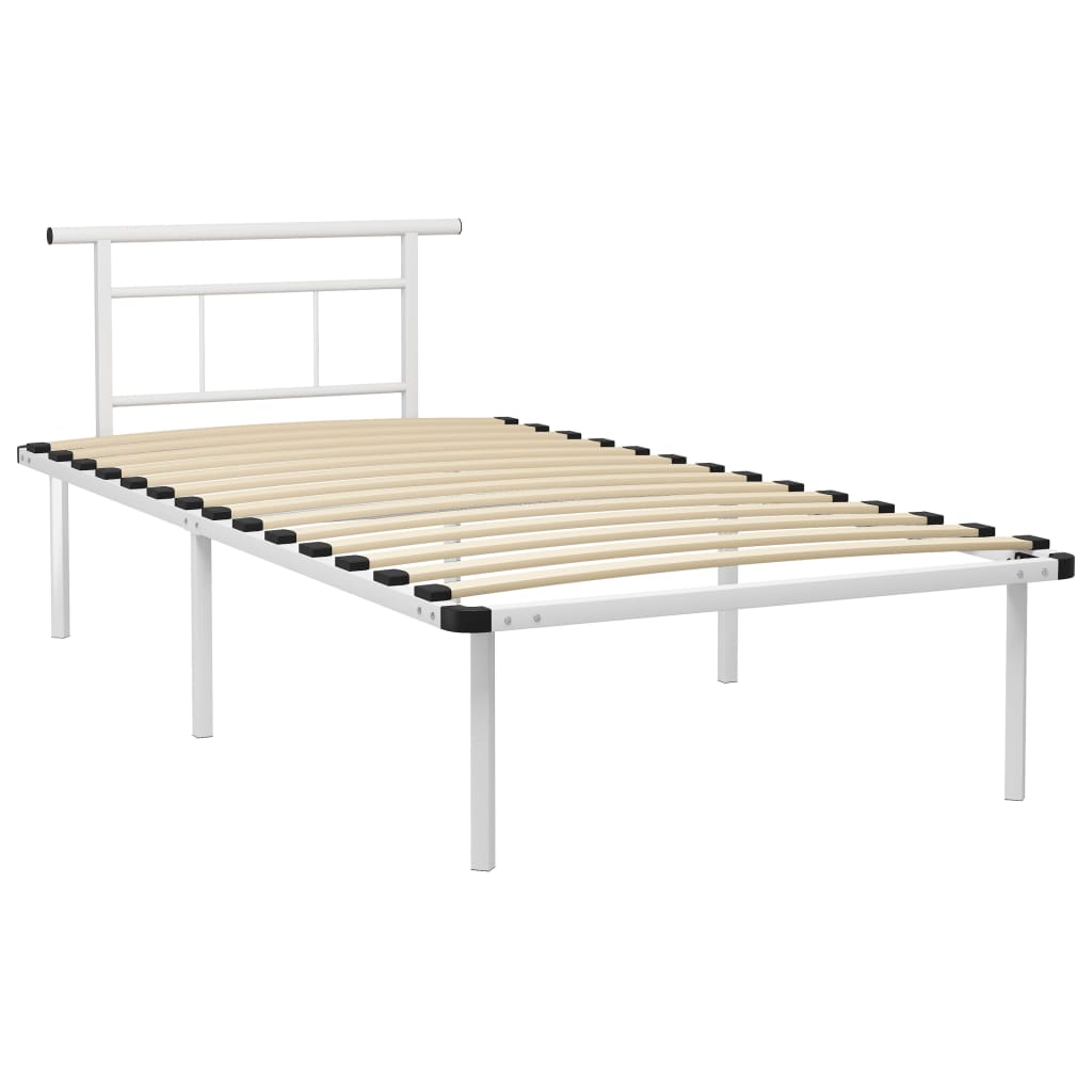 Cadre de lit sans matelas blanc métal 100x200 cm