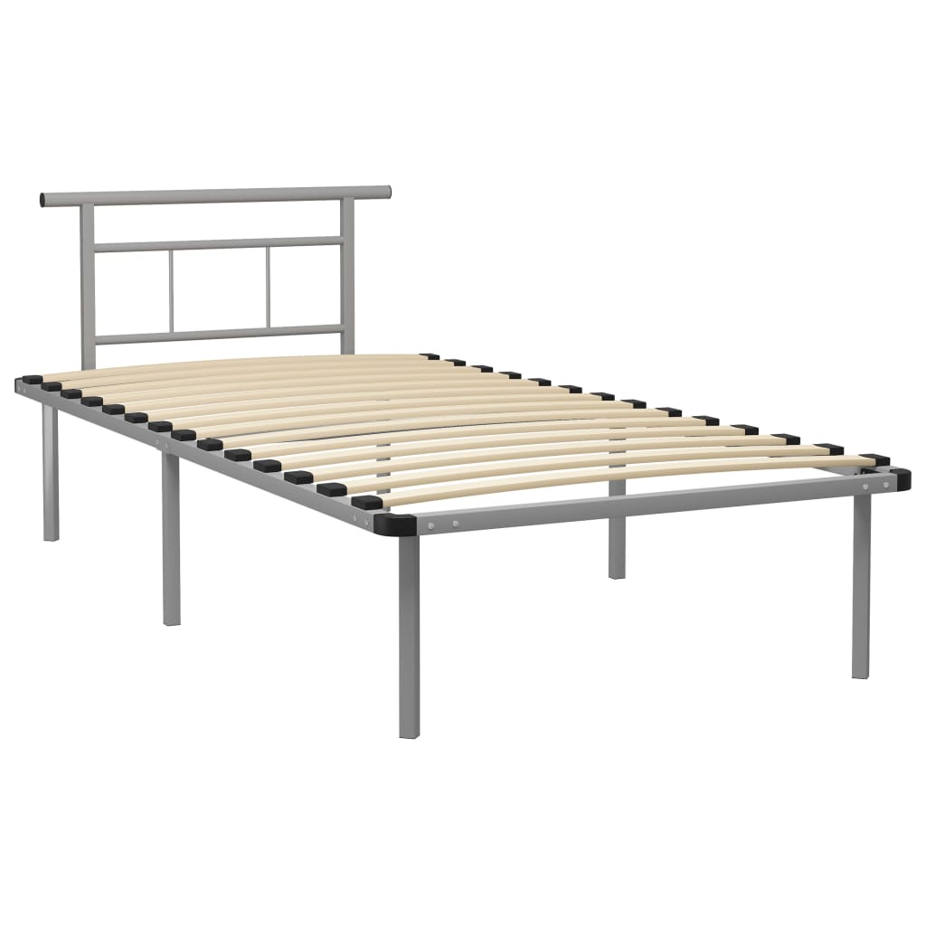 Cadre de lit sans matelas gris métal 100x200 cm