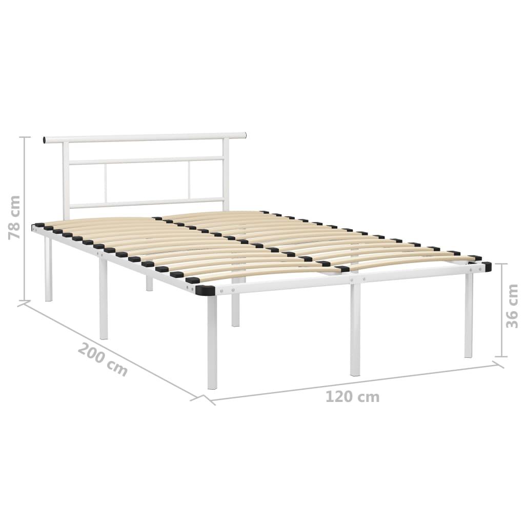 Cadre de lit sans matelas blanc métal 120x200 cm