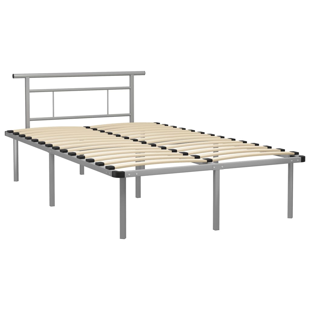 Cadre de lit sans matelas gris métal 120x200 cm