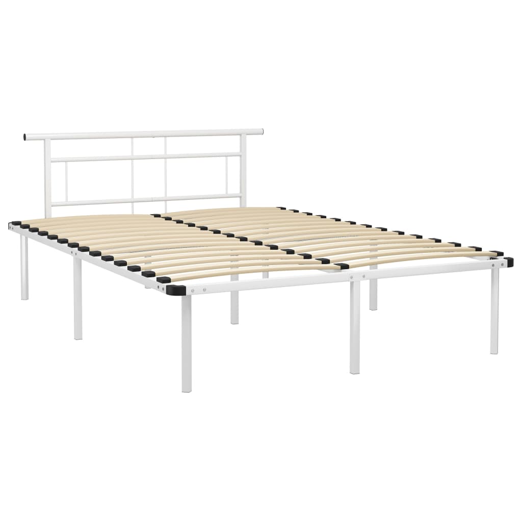 Cadre de lit sans matelas blanc métal 140x200 cm