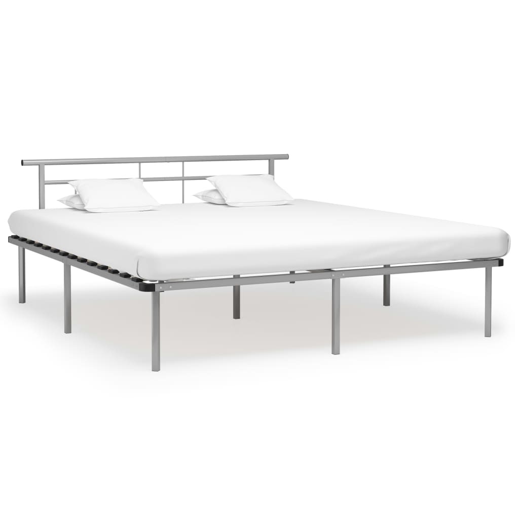 Bed frame without mattress gray metal 180x200 cm