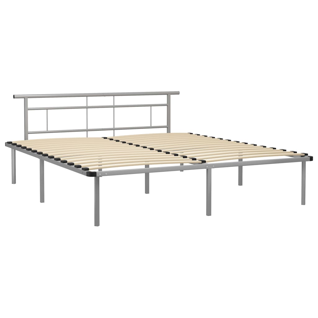 Bed frame without mattress gray metal 180x200 cm