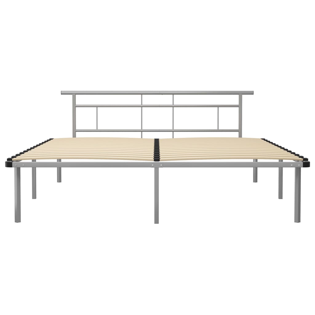 Bed frame without mattress gray metal 180x200 cm