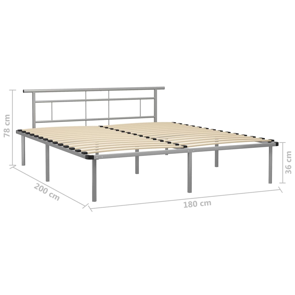 Bed frame without mattress gray metal 180x200 cm