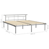 Bed frame without mattress gray metal 180x200 cm