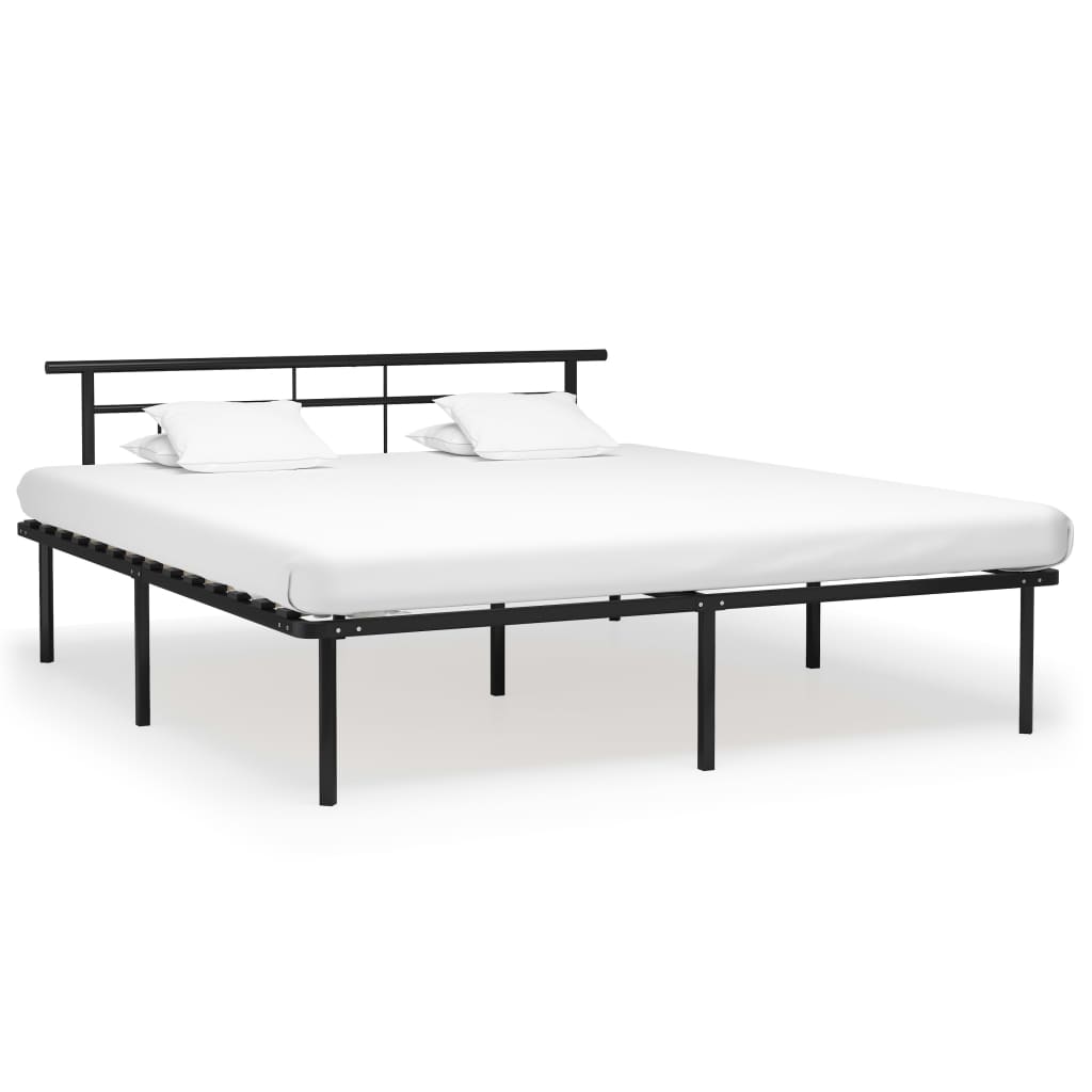 Cadre de lit sans matelas noir métal 200x200 cm