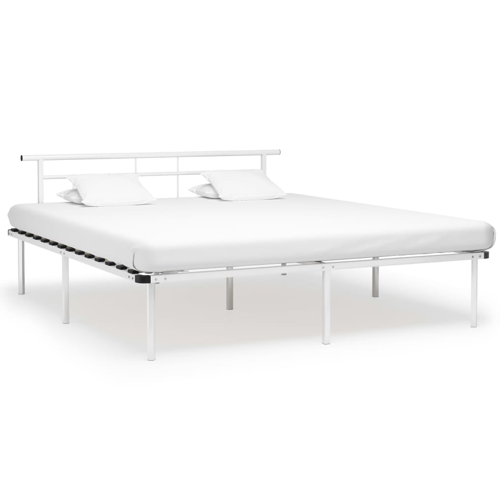 Cadre de lit sans matelas blanc métal 200x200 cm