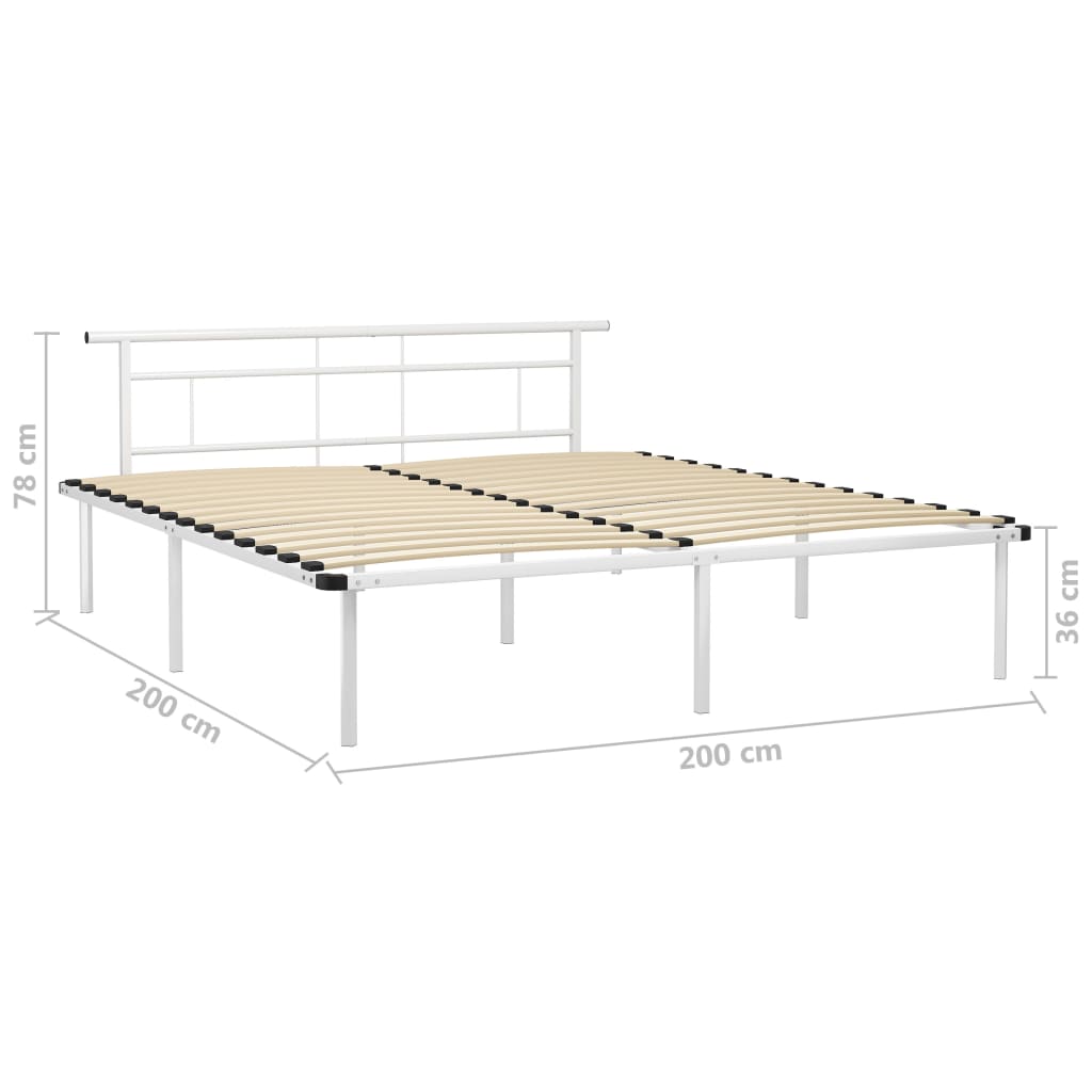 Cadre de lit sans matelas blanc métal 200x200 cm