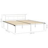 Cadre de lit sans matelas blanc métal 200x200 cm