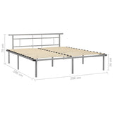 Cadre de lit sans matelas gris métal 200x200 cm