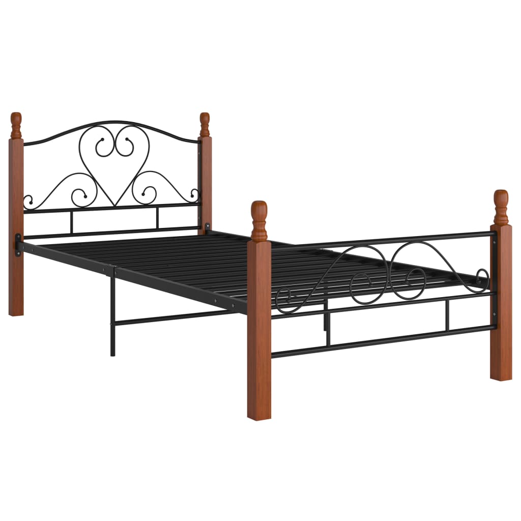 Cadre de lit sans matelas noir métal 90x200 cm