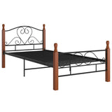 Cadre de lit sans matelas noir métal 90x200 cm