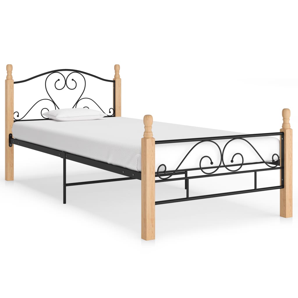 Cadre de lit sans matelas noir métal 90x200 cm