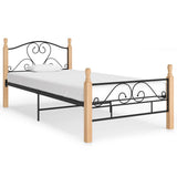 Cadre de lit sans matelas noir métal 90x200 cm