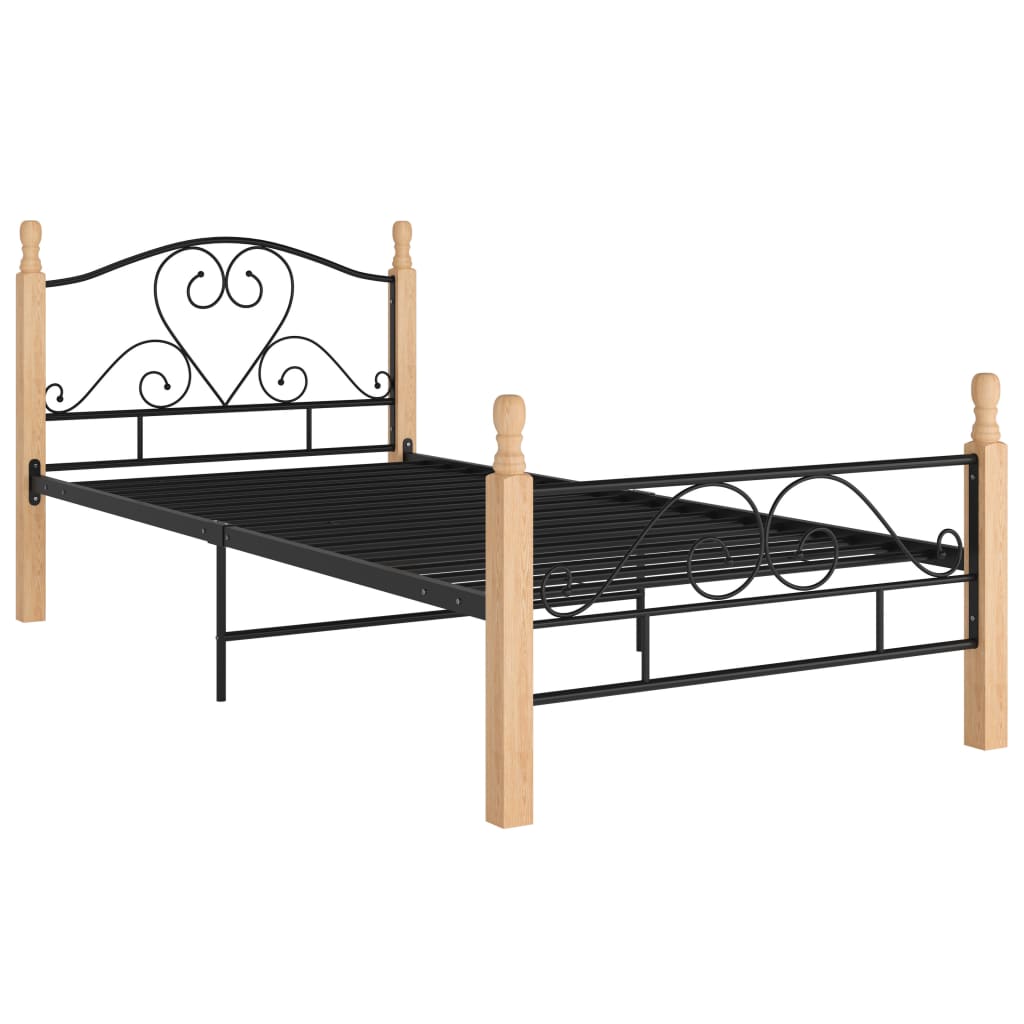 Cadre de lit sans matelas noir métal 90x200 cm