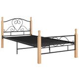 Cadre de lit sans matelas noir métal 90x200 cm