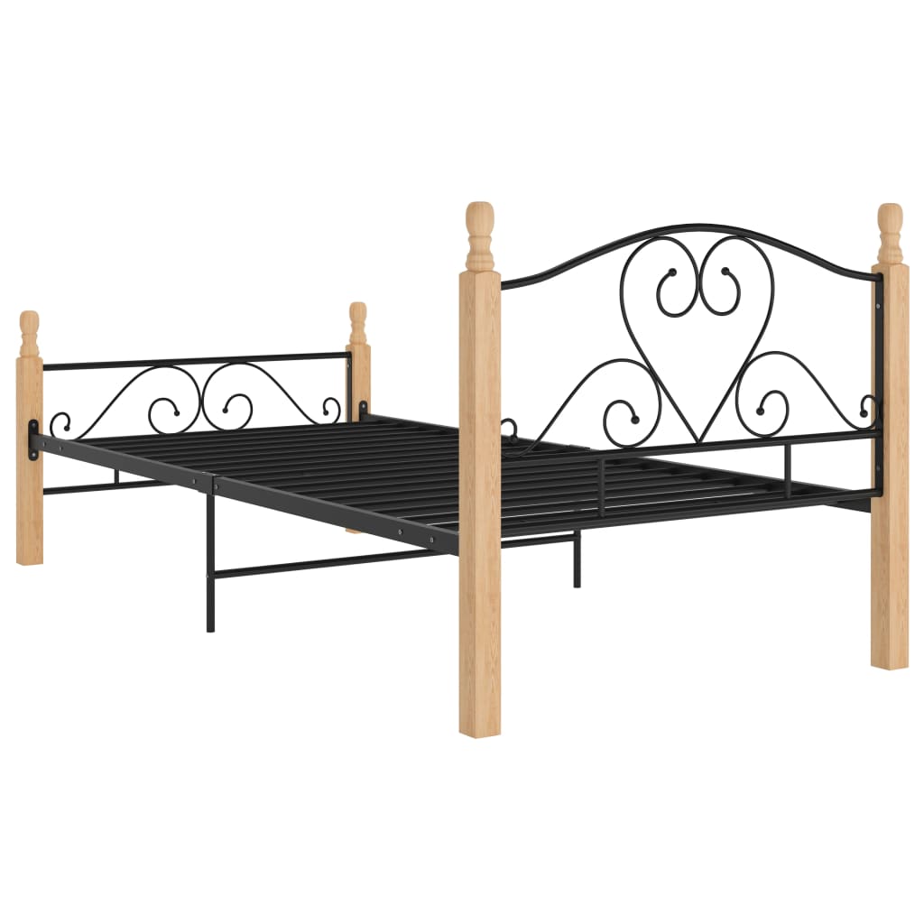 Cadre de lit sans matelas noir métal 90x200 cm