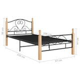 Cadre de lit sans matelas noir métal 90x200 cm