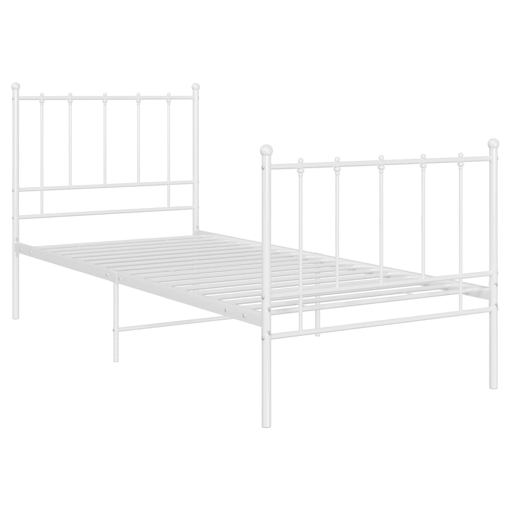 Cadre de lit sans matelas blanc métal 90x200 cm