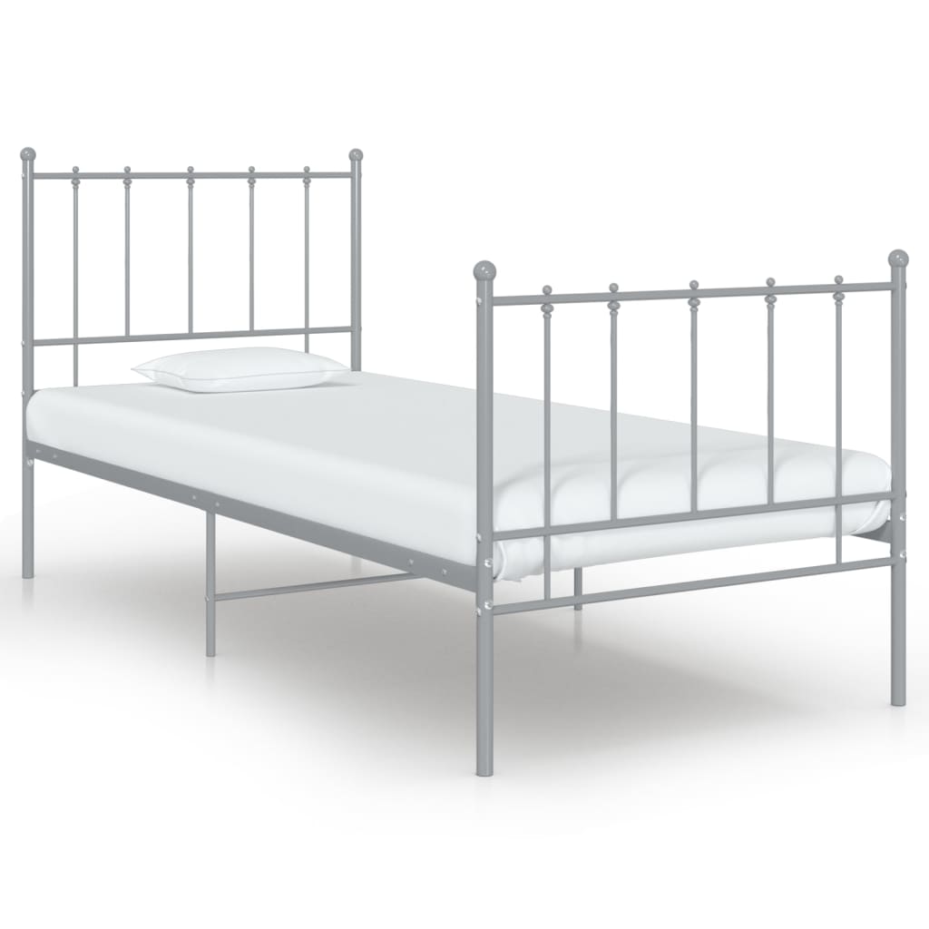 Cadre de lit sans matelas gris métal 90x200 cm