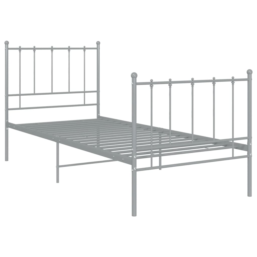 Cadre de lit sans matelas gris métal 90x200 cm