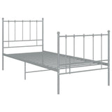 Cadre de lit sans matelas gris métal 90x200 cm