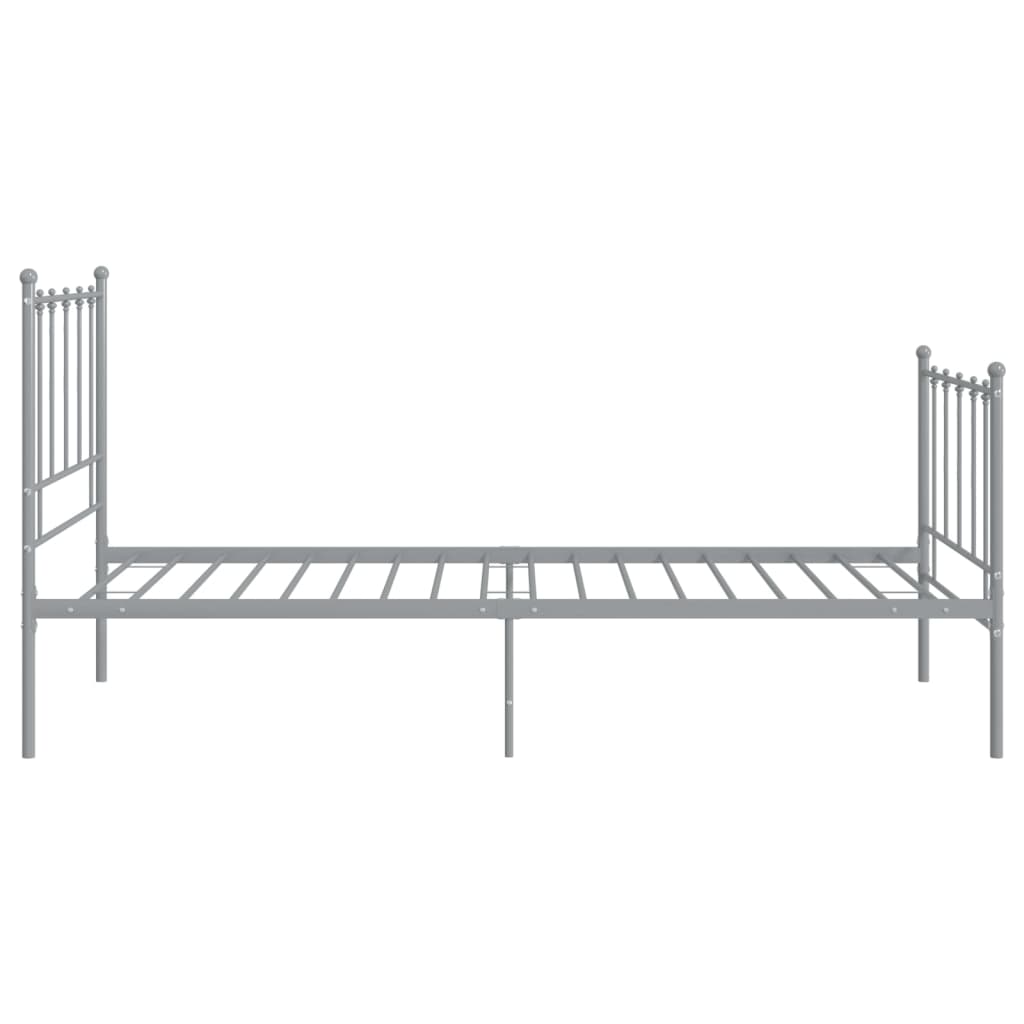 Cadre de lit sans matelas gris métal 90x200 cm