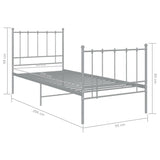 Cadre de lit sans matelas gris métal 90x200 cm