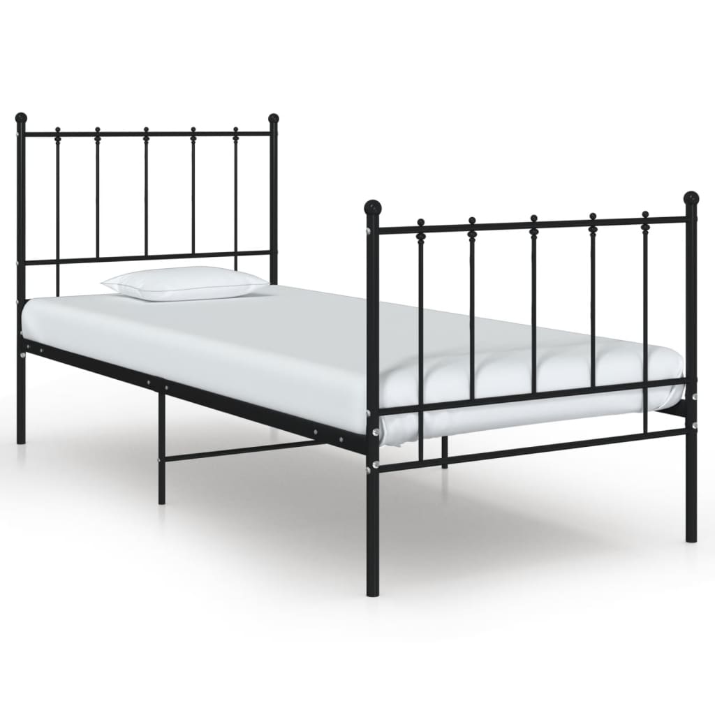 Cadre de lit sans matelas noir métal 100x200 cm